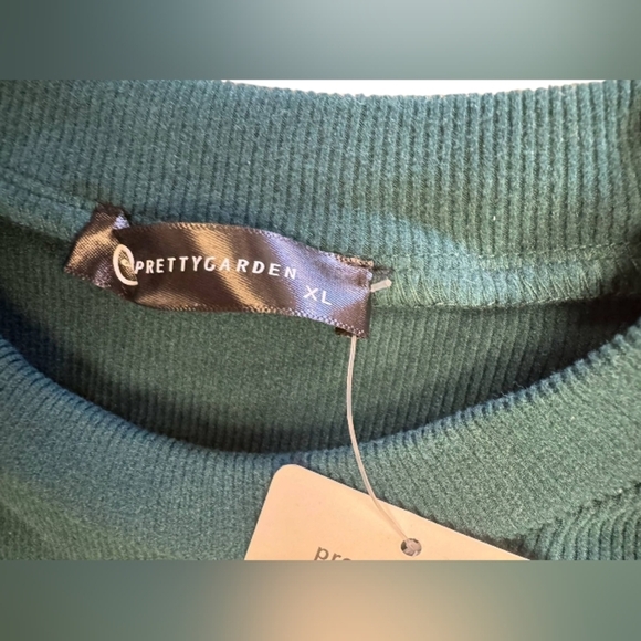 Pretty Garden NWT Green Ribbed Dress Long Sleeve Size XL - Picture 7 of 8